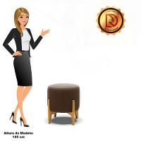 Puff Stella Suede Marrom Base Madeira Castanho - D'rossi