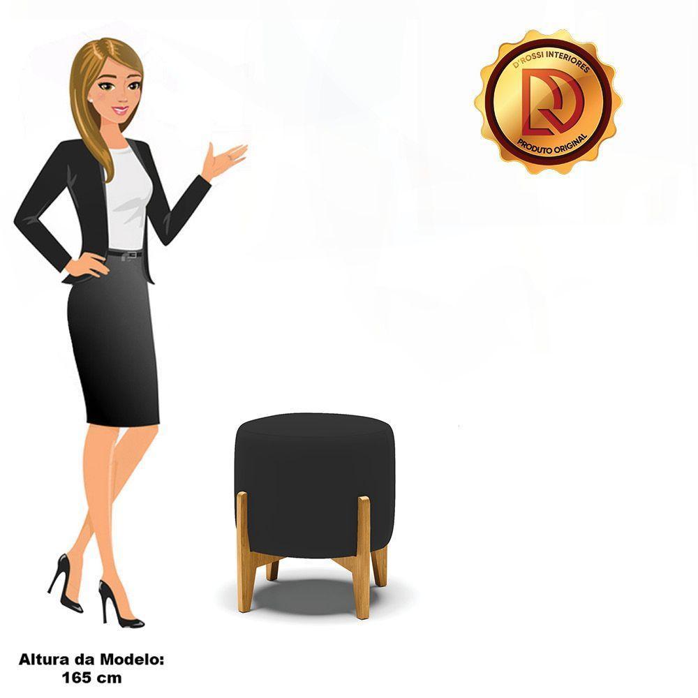 Puff Stella Veludo Base Madeira Castanho Cor Preto - 4