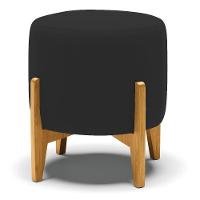 Puff Stella Veludo Base Madeira Castanho Cor Preto - 1