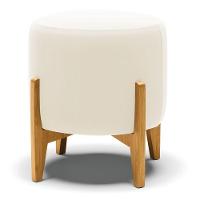 Puff Stella Veludo Base Madeira Castanho - D'rossi Cor Bege - 1