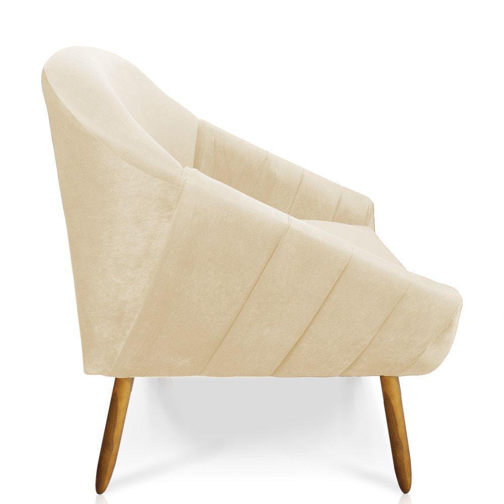 Kit 01 Namoradeira 02 Lugares E 01 Poltrona Giratória Giovana Veludo Base Madeira Rose - 4