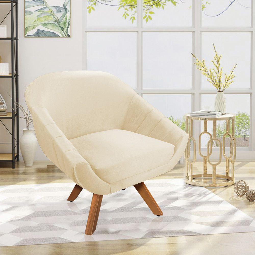 Kit 01 Namoradeira 02 Lugares E 01 Poltrona Giratória Giovana Veludo Base Madeira Rose - 7