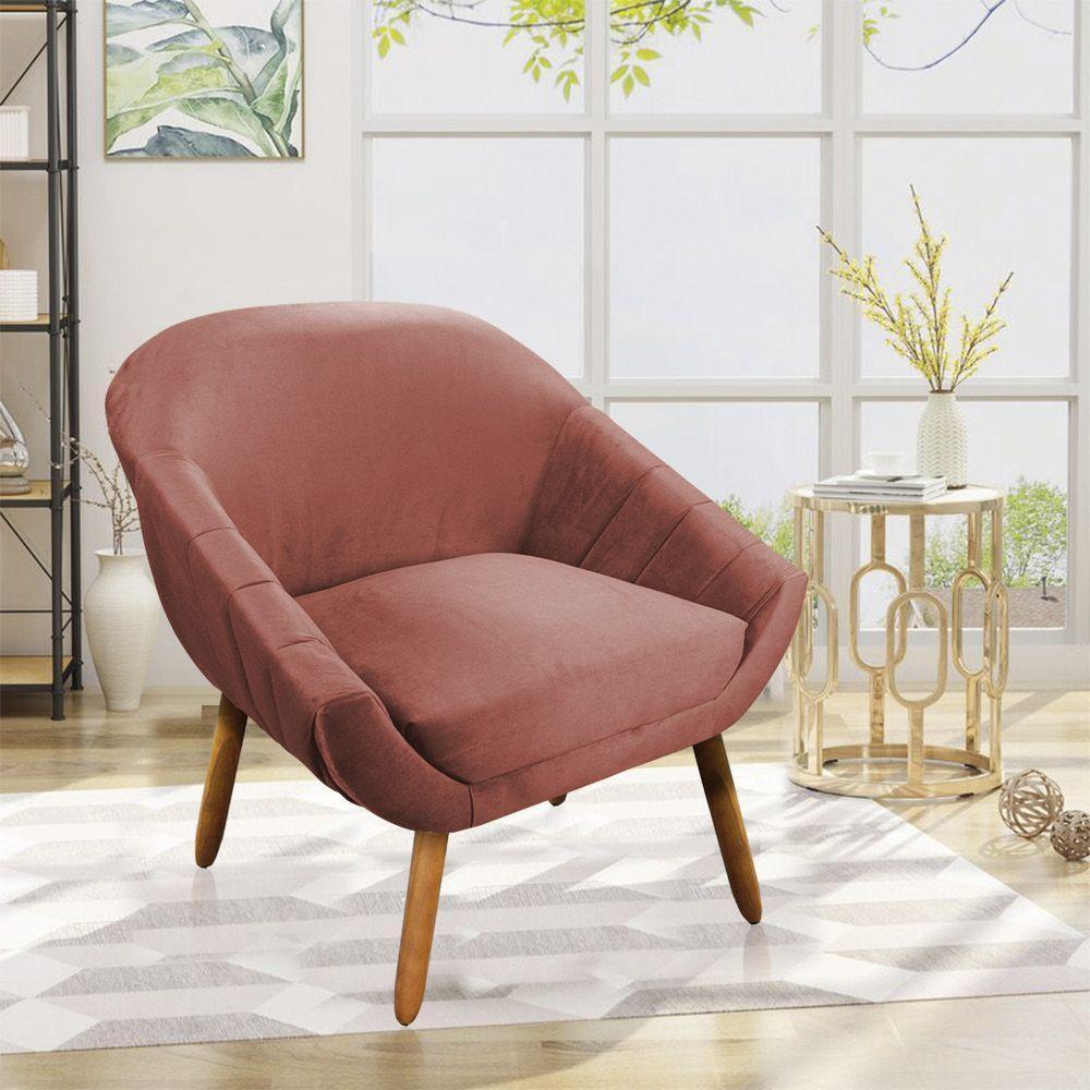 Kit 01 Namoradeira e 02 Poltronas Veludo Castanho Rose - 7