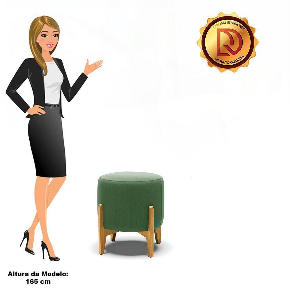 Puff Stella Suede Verde Base Madeira Castanho - D'rossi - 4