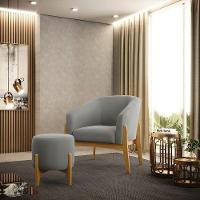 Puff Stella Suede Grafite Base Madeira Castanho - D'rossi - 6