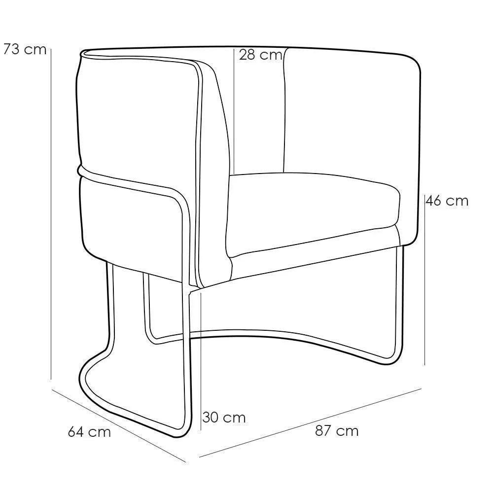 Kit 2 Poltronas Decorativas Base Aço Betina C-03 Corano Cinza - Domi - 2