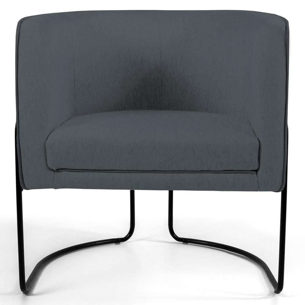 Kit 2 Poltronas Decorativas Base Aço Betina C-03 Corano Cinza - Domi - 4