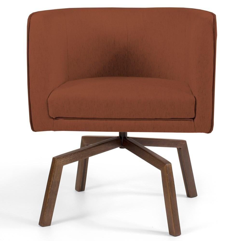 Kit 2 Poltronas Decorativas Base Ka Madeira Betina B-235 Linho Laranja - Domi - 4