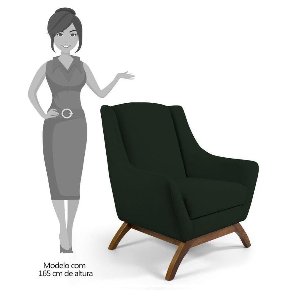 Kit 2 Poltronas Decorativas Base Manu Madeira Juliet B-303 Veludo Verde Musgo - Domi - 2