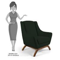 Kit 2 Poltronas Decorativas Base Manu Madeira Juliet B-303 Veludo Verde Musgo - Domi - 2