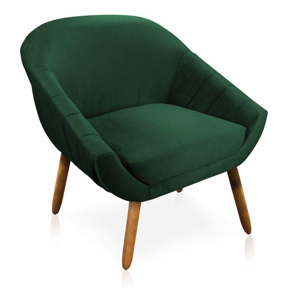 Kit 01 Namoradeira e 02 Poltronas Veludo Verde Esmeralda Castanho - 5