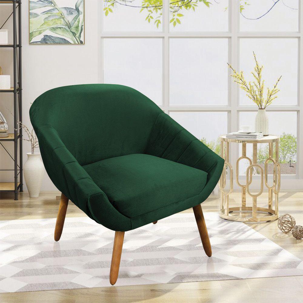 Kit 01 Namoradeira e 02 Poltronas Veludo Verde Esmeralda Castanho - 7