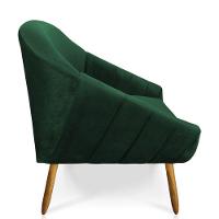 Kit 01 Namoradeira e 02 Poltronas Veludo Verde Esmeralda Castanho