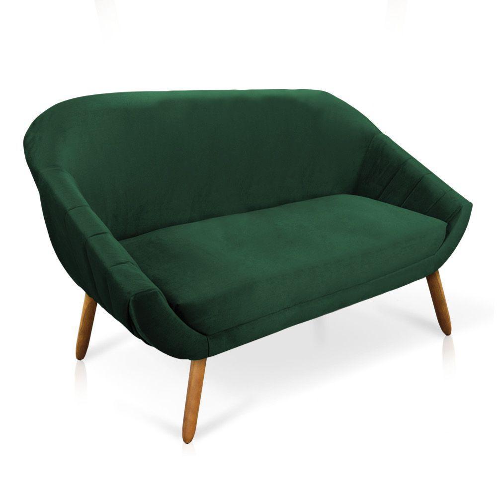 Kit 01 Namoradeira e 02 Poltronas Veludo Castanho Verde Esmeralda - 6