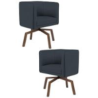 Kit 2 Poltronas Decorativas Base Ka Madeira Betina C-465 Linho Chumbo - Domi - 1