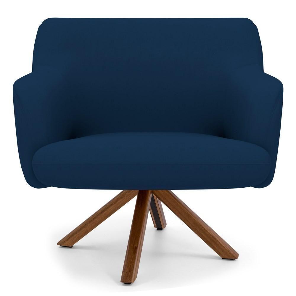 Kit 2 Poltronas Base Madeira Jade B-304 Veludo Azul Marinho - 6