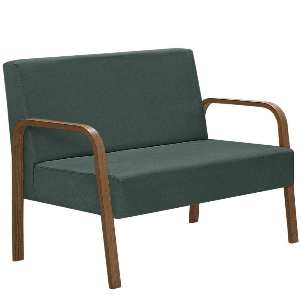 Poltrona 2 Lugares Jade Braço Madeira Suede Verde - 1