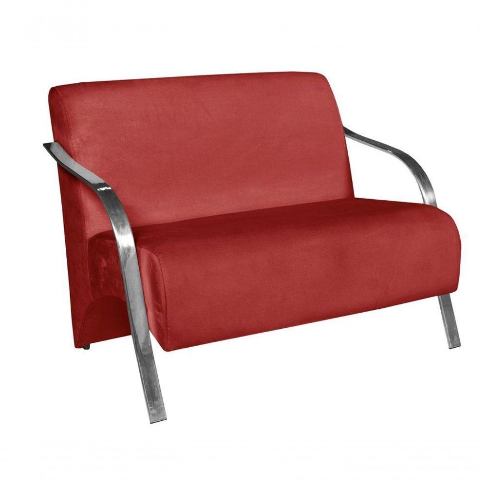 Poltrona 2 Lugares Vênus Braço Alumínio Vermelho - 1