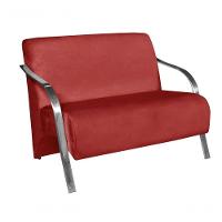 Poltrona 2 Lugares Vênus Braço Alumínio Vermelho - 1