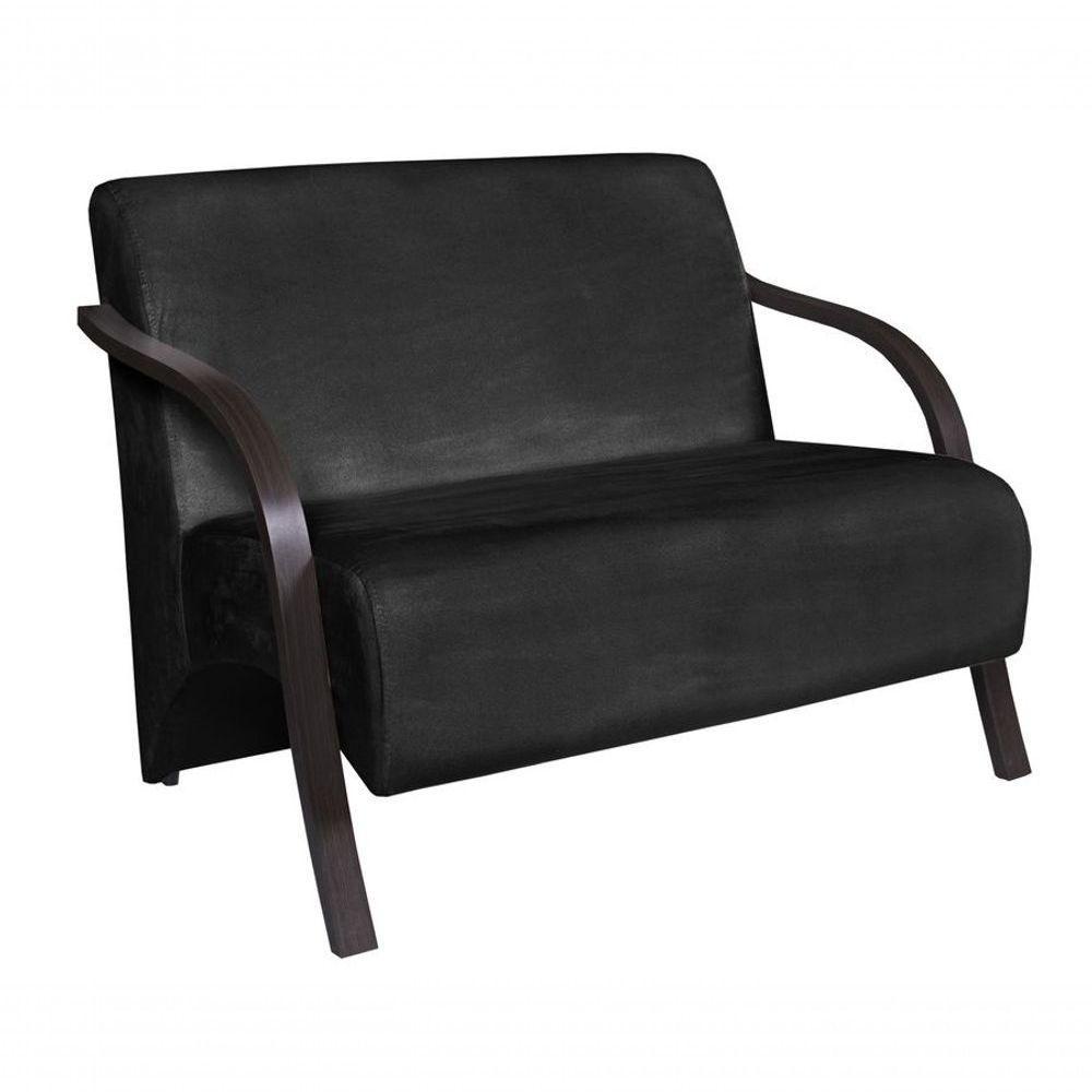 Poltrona 2 Lugares Vênus D Salla Suede Braço Madeira Preto - 1
