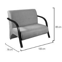 Poltrona 2 Lugares Vênus D Salla Suede Braço Madeira Preto - 2