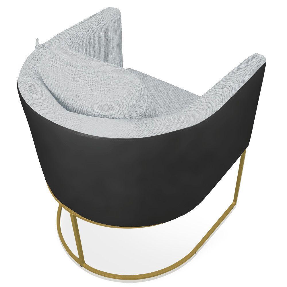 Poltrona Corano Preto Linho Base Metálica Dourado - 4