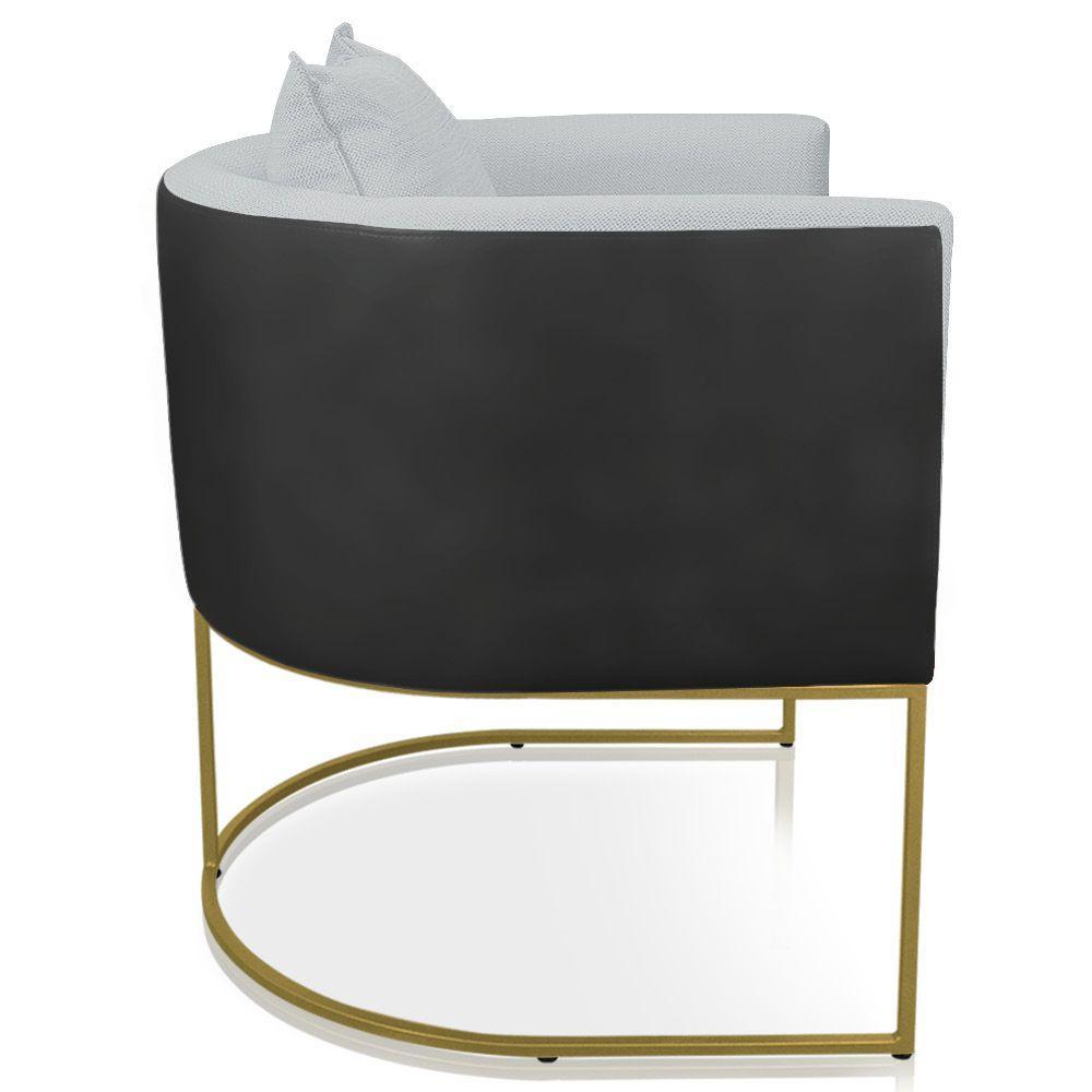Poltrona Corano Preto Linho Base Metálica Dourado - 5