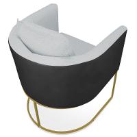 Poltrona Corano Preto Linho Base Metálica Dourado