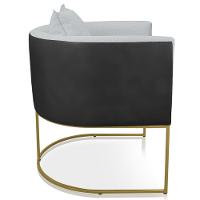 Poltrona Corano Preto Linho Base Metálica Dourado - 5