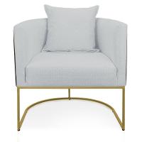 Poltrona Corano Preto Linho Base Metálica Dourado - 6