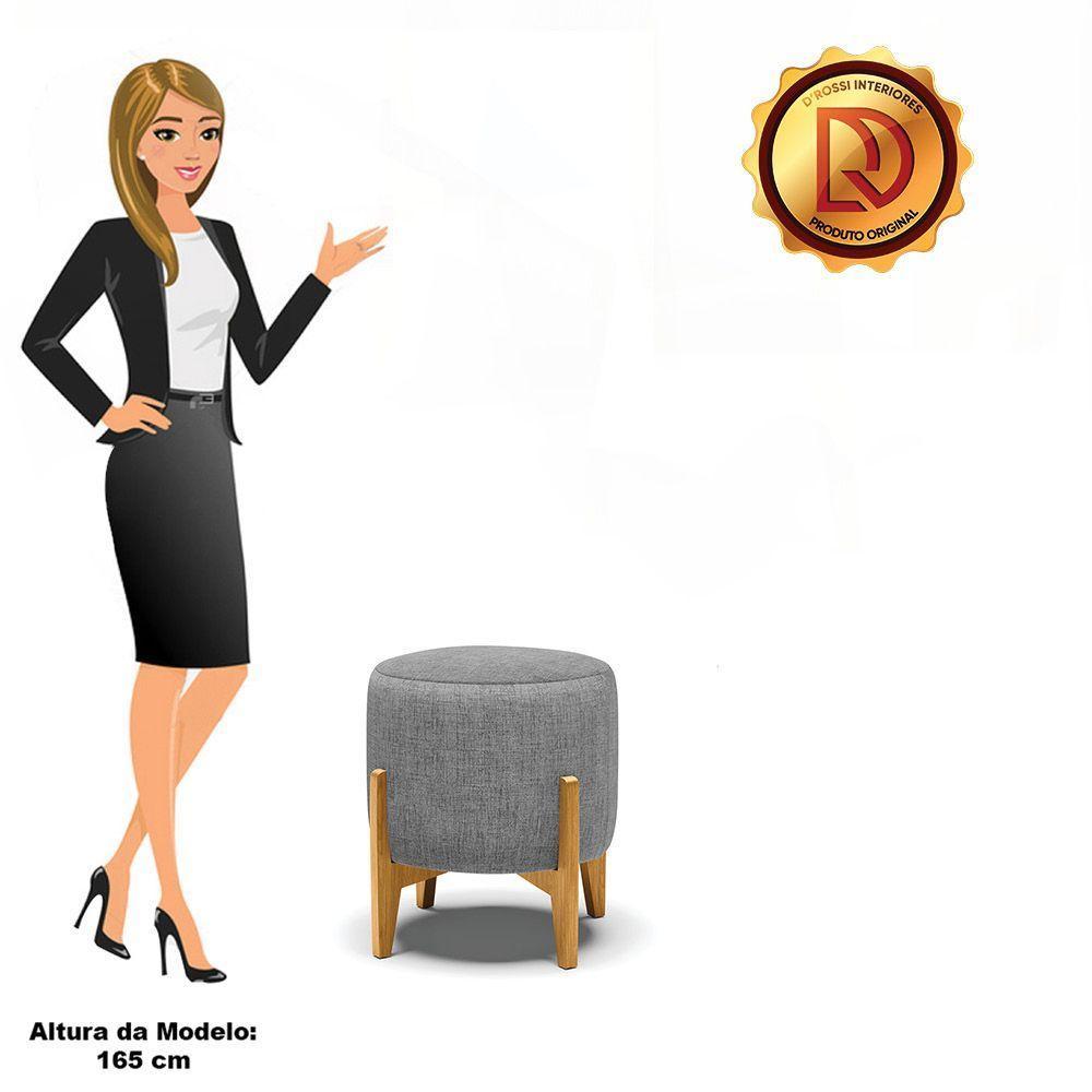 Puff Stella Linho Base Madeira Castanho Cor A26 Grafite - 3