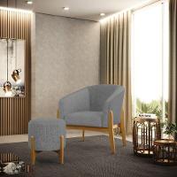 Puff Stella Linho Base Madeira Castanho Cor A26 Grafite - 5