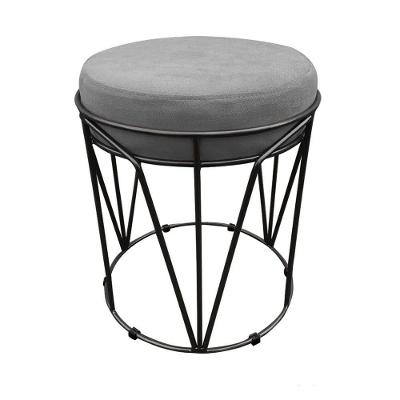 Puff Multiuso Com Mesa 2 Em 1 Suede Grafite Base Preto