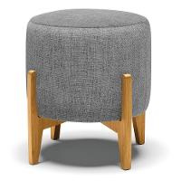 Puff Stella Linho Grafite A26 Base Madeira Castanho - 1