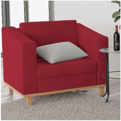 Poltrona Decorativa Europa Suede Vermelho