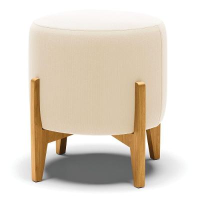Puff Stella Suede Bege Base Madeira Castanho - D'rossi
