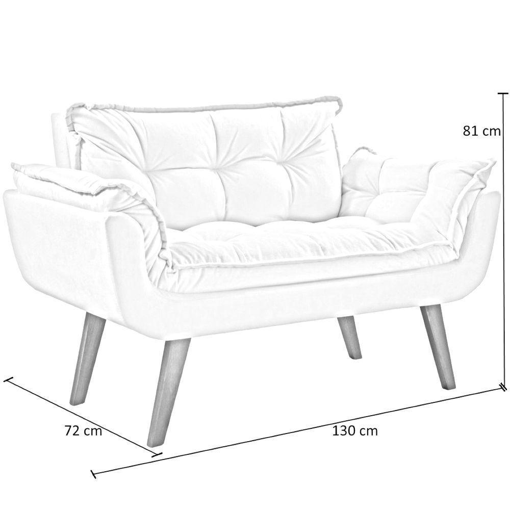 Poltrona Opalla 2 Lugares D Salla Suede Base Palito Azul Bic - 2