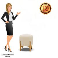 Puff Stella Linho Bege A19 Base Madeira Castanho - D'rossi - 7