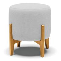 Puff Stella Linho Cinza A05 Base Madeira Castanho - D'rossi - 1