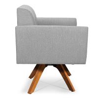 Poltrona Giratória Elisa Linho Cinza Claro A05 Base Madeira Mm30 - 1