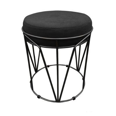 Puff Multiuso Com Mesa 2 Em 1 Suede Preto Base Preto
