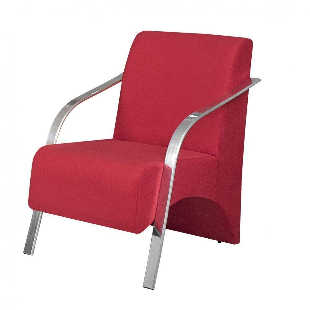 Poltrona Vênus 1 Lugar Braço Alumínio Suede Vermelho - 1