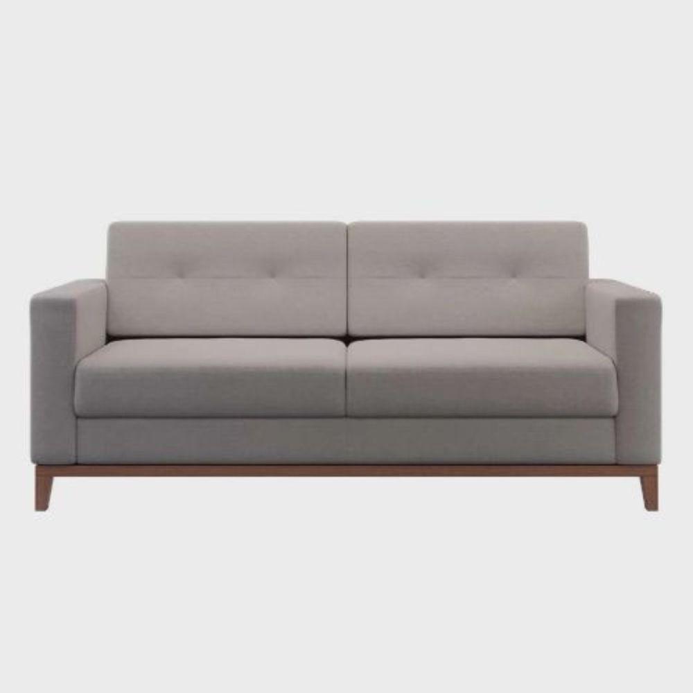 Sofá Com 3 Lugares Pés E Base Madeira Em Linho Cotton - 1