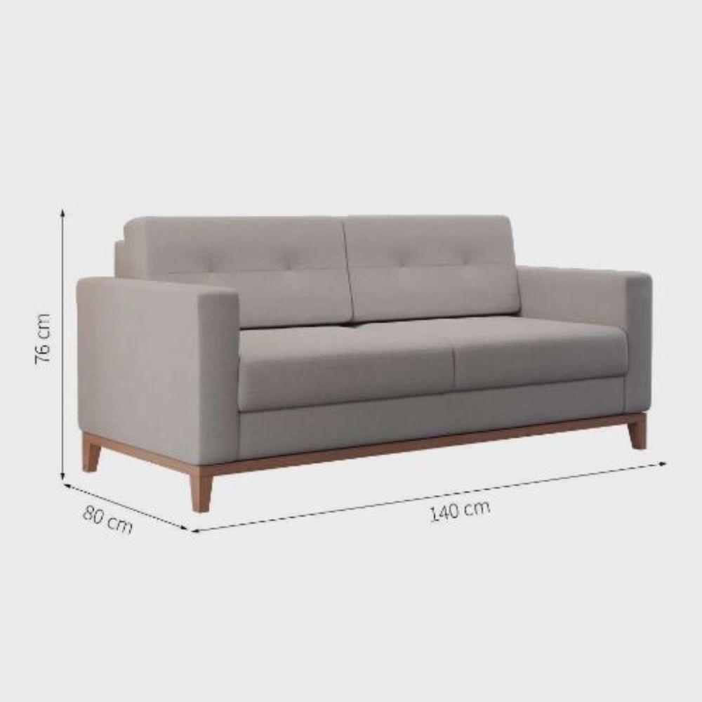 Sofá Com 3 Lugares Pés E Base Madeira Em Linho Cotton - 2