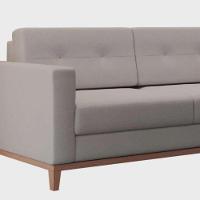 Sofá Com 3 Lugares Pés E Base Madeira Em Linho Cotton - 4