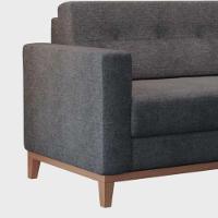 Sofá Com 3 Lugares Pés E Base Madeira Em Linho Cotton - 2