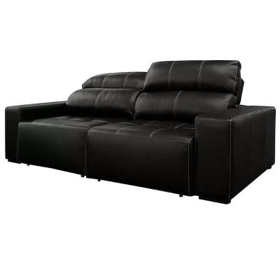 Sofá De Couro 2 Lugares Alabama 250Cm Usb M06 Preto 450