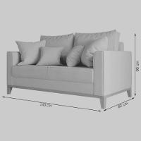 Sofá 2 Lugares Benny Base Pés Madeira Em Linho Cotton - 2