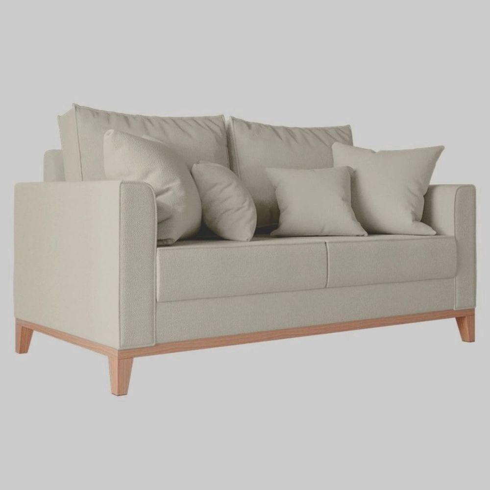 Sofá 2 Lugares Benny Base Pés Madeira Em Linho Cotton - 1