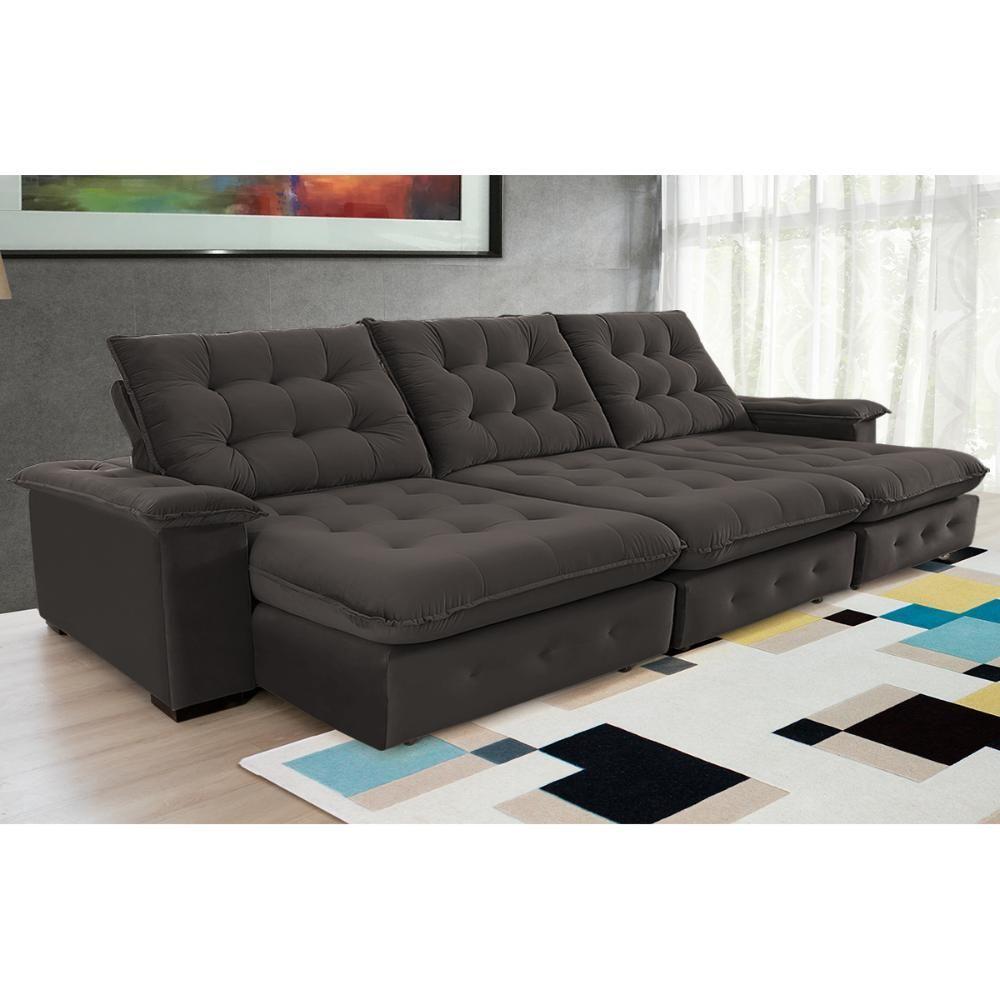 Sofá Coliseu Super Pillow 3,70m Marrom - 1